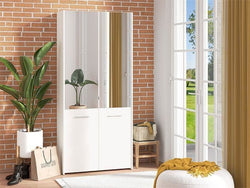 Xanor White Mirrored Shoe Cabinet - 50 Pair