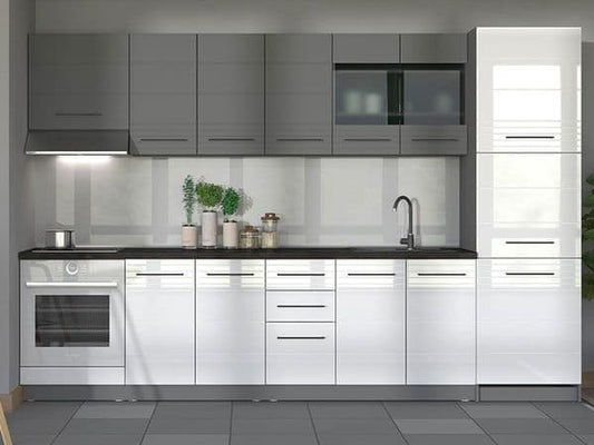 Garus White & Grey Kitchen Unit - Gloss Finish