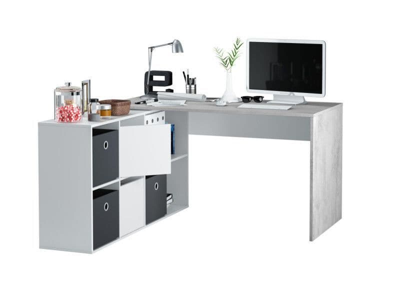 Aleth White & Grey Corner Desk - Flexible