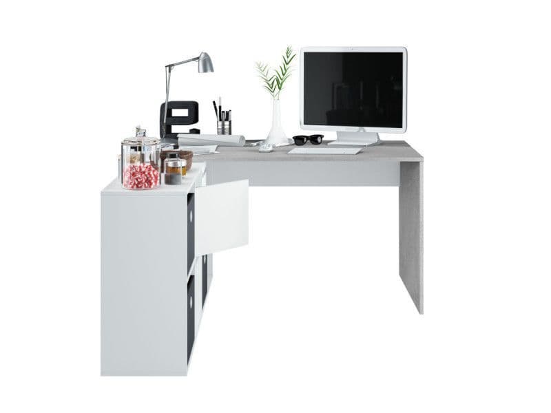 Aleth White & Grey Corner Desk - Flexible