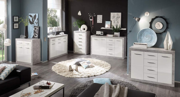 Ulir Grey & White Sideboard - 2 Door, 3 Drawer