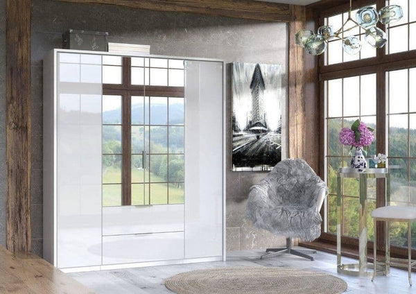 Garin White Mirrored Wardrobe - 4 Door, 2 Drawer