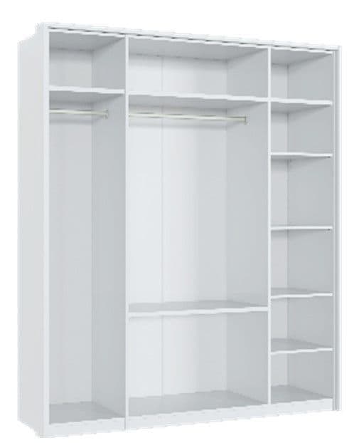 Garin White Mirrored Wardrobe - 4 Door, 2 Drawer