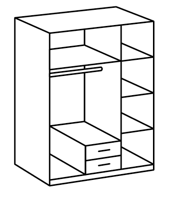 Ralos 3-Door Wardrobe - 2 Drawer Storage