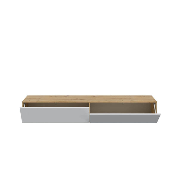 Fenen Oak & White Floating TV Unit - Wall Mounted