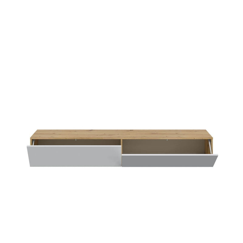 Fenen Oak & White Floating TV Unit - Wall Mounted