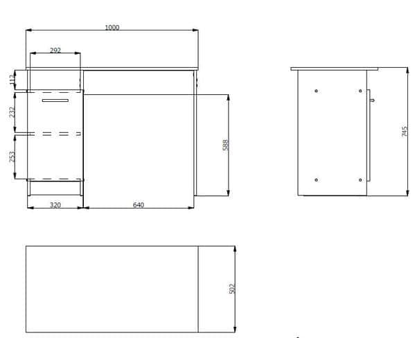 Perur White Matt Desk - Home Office