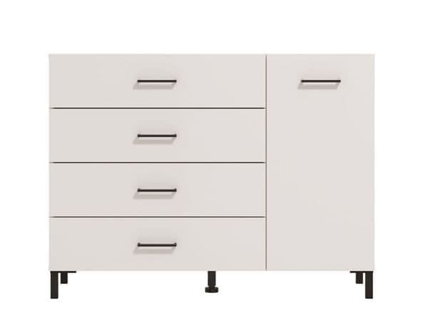 Beleo White Sideboard - 1 Door, 4 Drawer