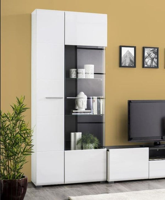 Garor White Tall Display Cabinet - Modern