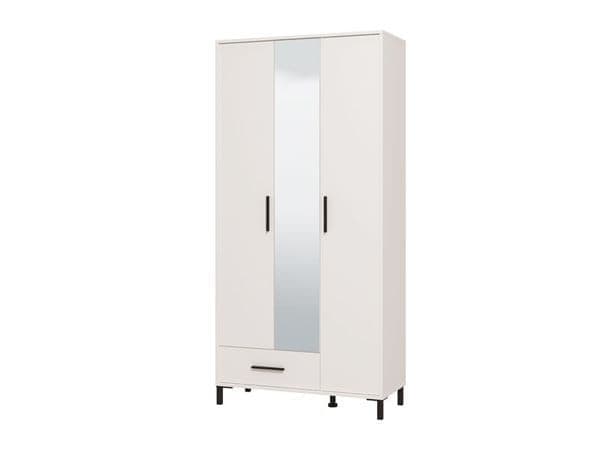 Helel White Mirrored Wardrobe - 3 Door, Hallway