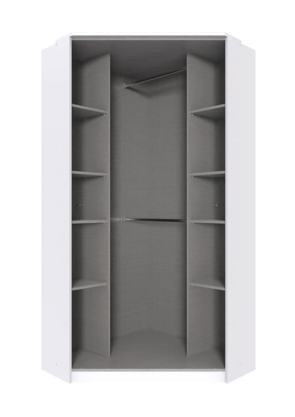 Norix White Mirrored Corner Wardrobe - 2 Door