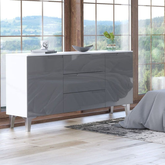 Norion Grey & White Sideboard - 2 Door, 3 Drawer