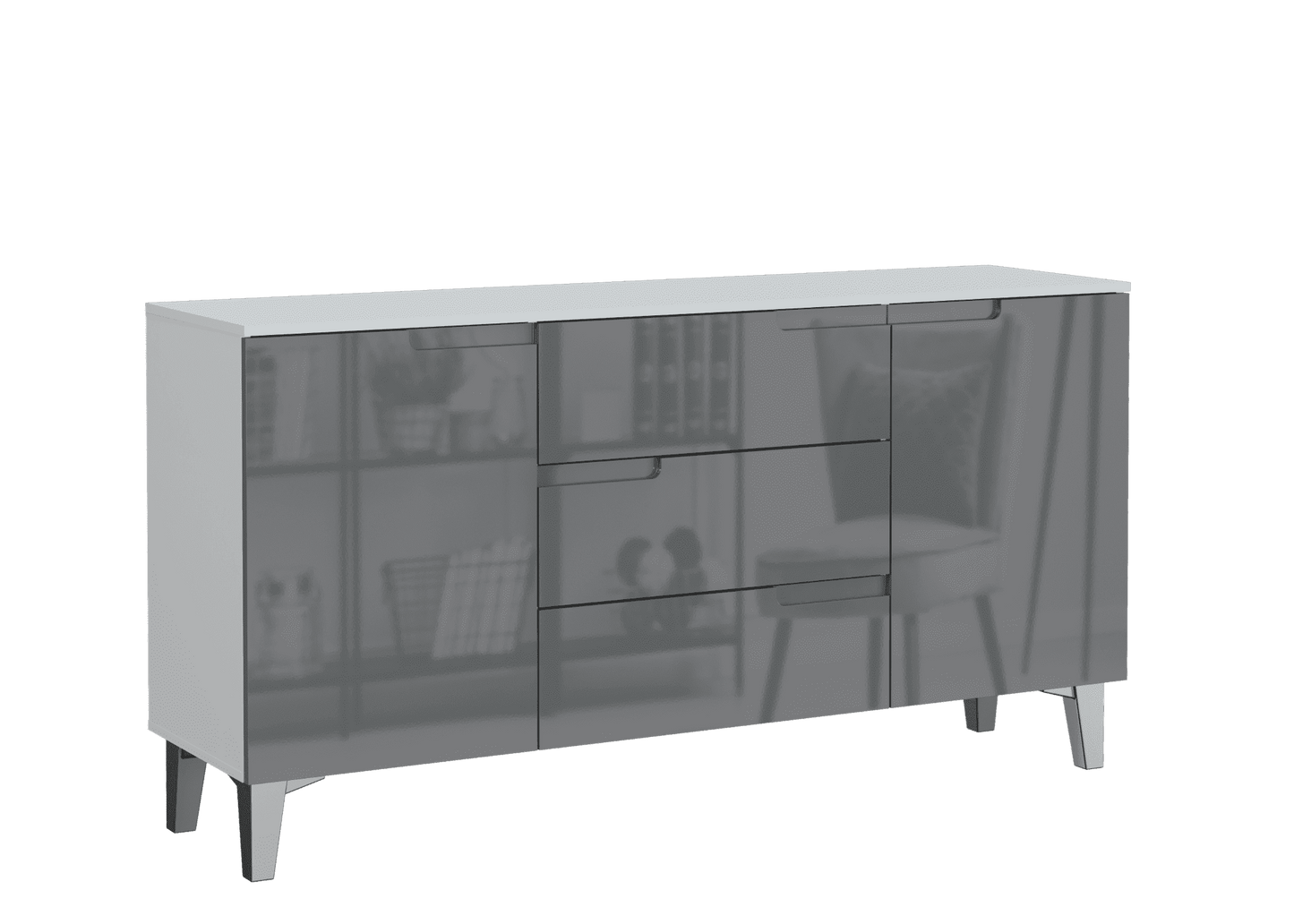 Norion Grey & White Sideboard - 2 Door, 3 Drawer