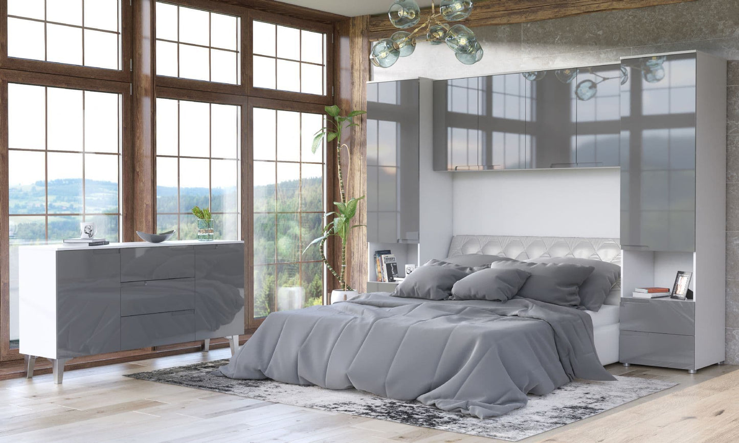 Norion Grey & White Sideboard - 2 Door, 3 Drawer