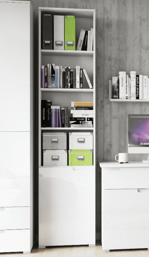 Darus White Gloss Bookcase - 1 Door