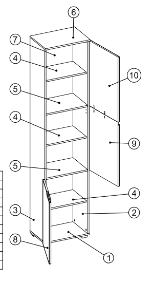 Jaral White Gloss Bookcase - 3 Door