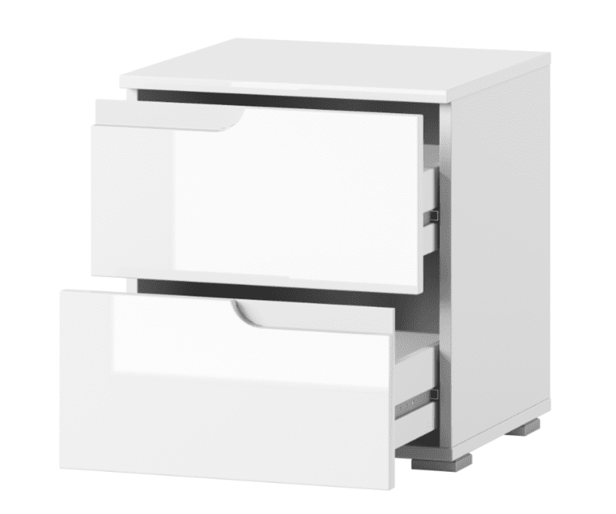 Mareo White Bedside Table - 2 Drawer