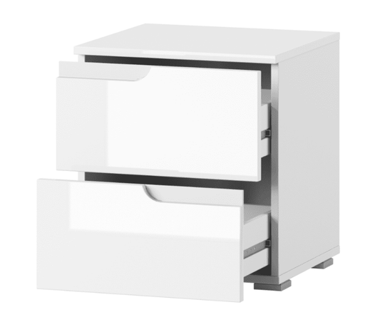 Mareo White Bedside Table - 2 Drawer