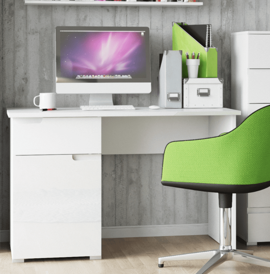 Quinos White Computer Desk - Modern Office