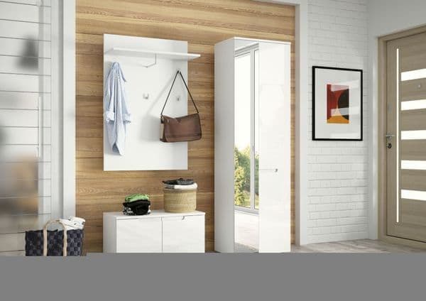Loron White Hallway Coat Rack - Wall Mounted