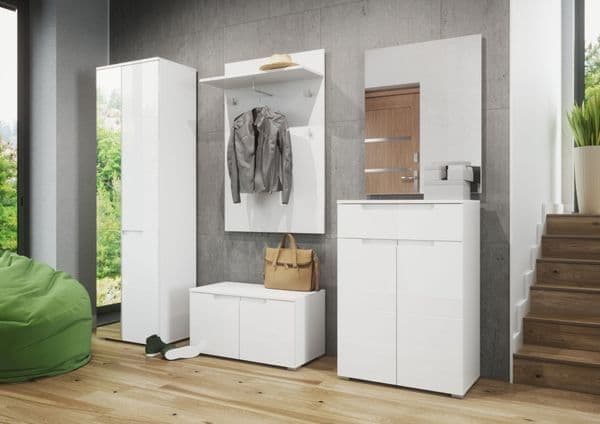 Loron White Hallway Coat Rack - Wall Mounted