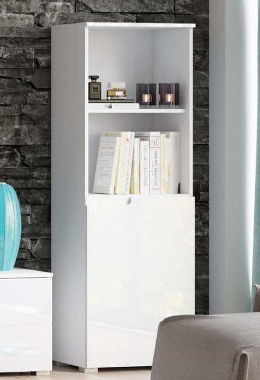 Zorum White Short Bookcase - Narrow