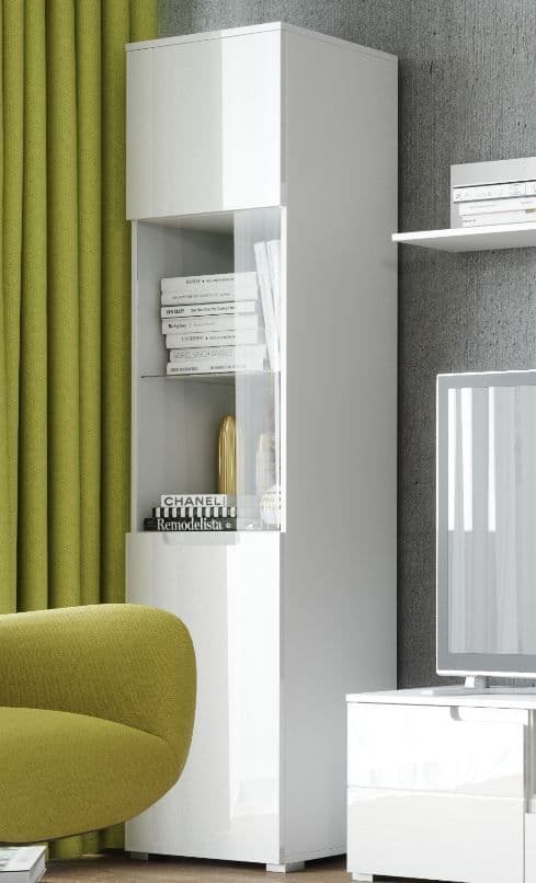 Torus White Display Unit - Glass Door, Tall