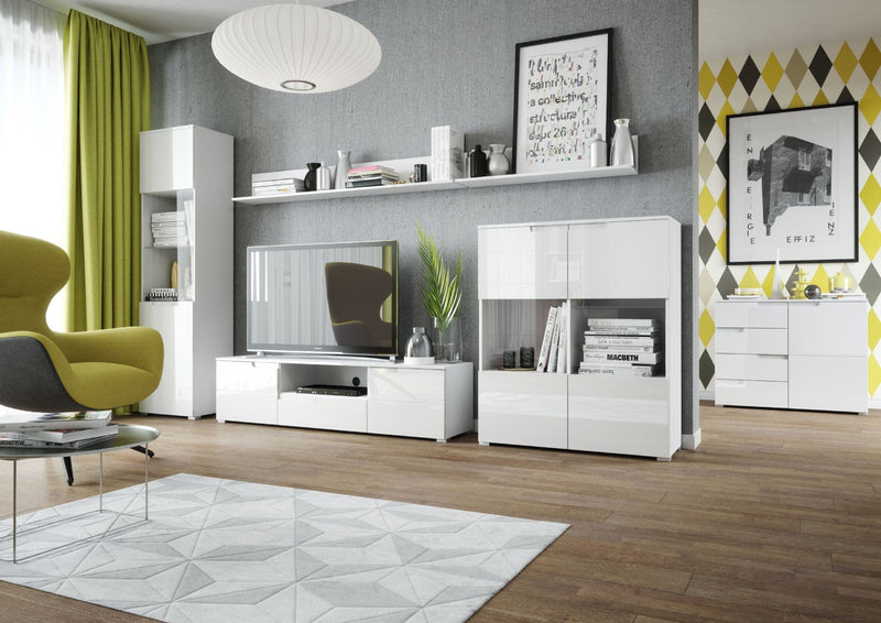 Torus White Display Unit - Glass Door, Tall