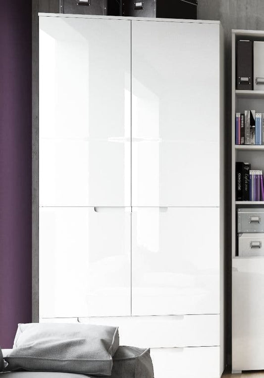 Oral White Wardrobe - 2 Door, 2 Drawer