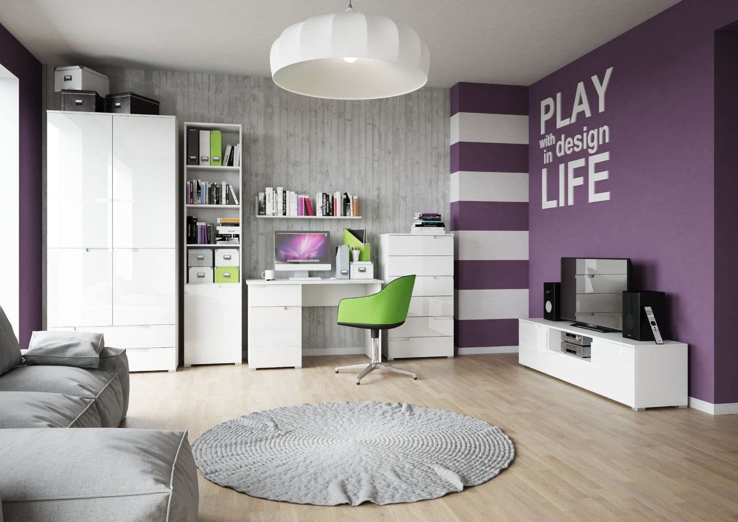 Oral White Wardrobe - 2 Door, 2 Drawer