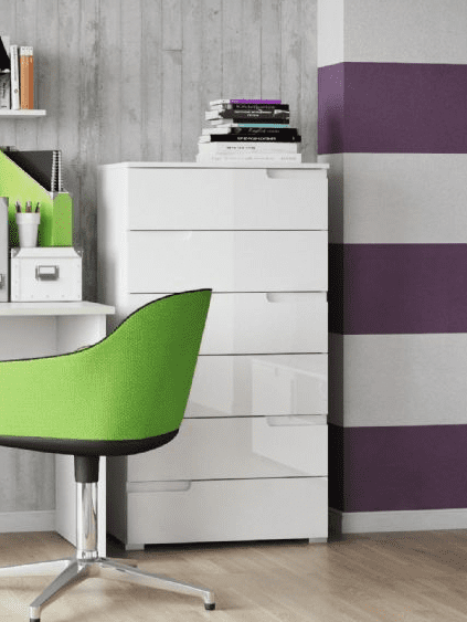 Ulix White Chest of Drawers - Gloss Finish