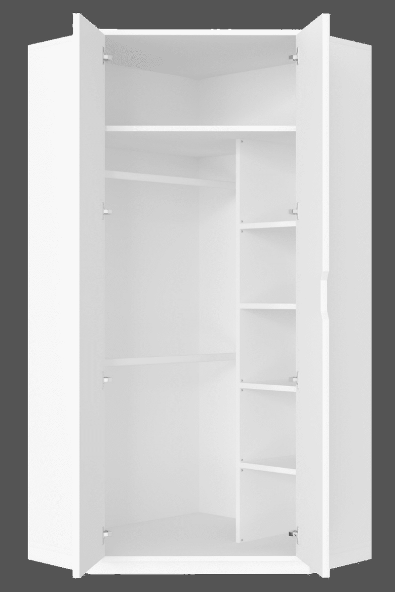 Fenos White Corner Wardrobe - Space-Saving