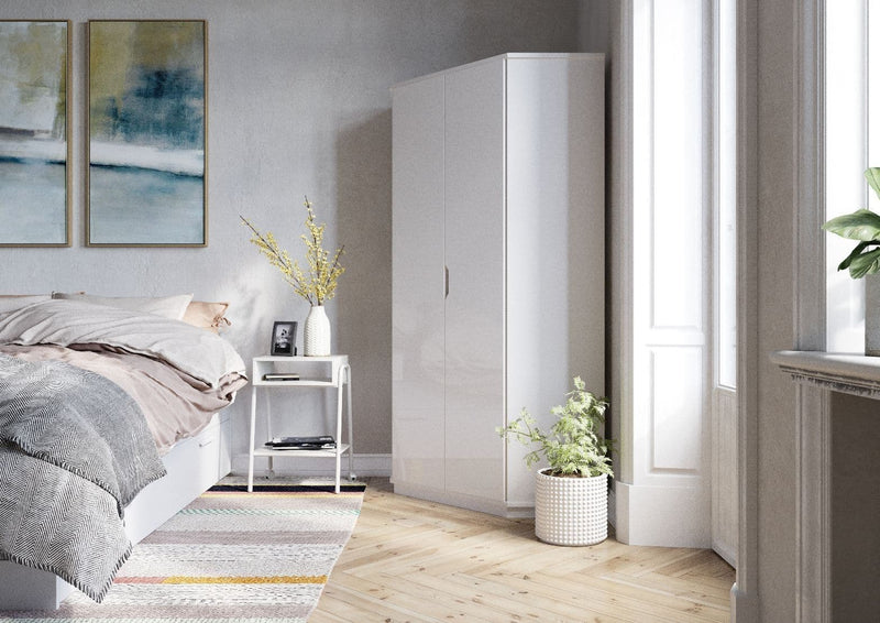 Fenos White Corner Wardrobe - Space-Saving