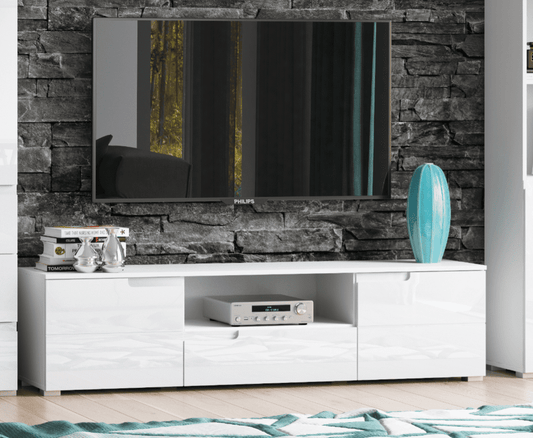 Toron White Gloss TV Cabinet - Modern