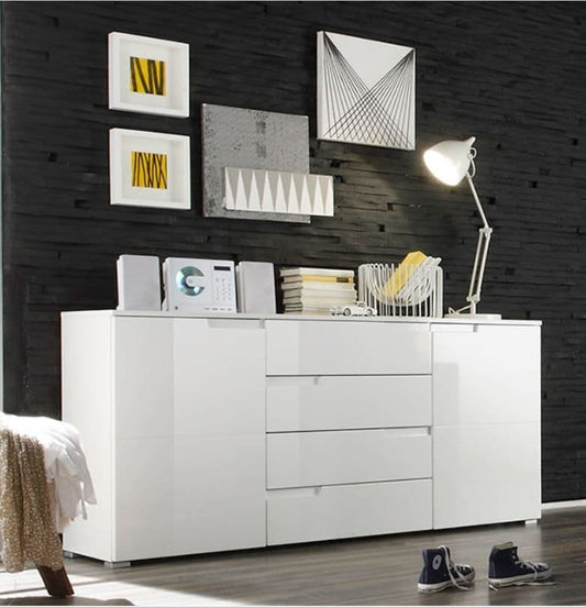 Heleth White Wide Sideboard - Spacious Storage