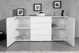 Heleth White Wide Sideboard - Spacious Storage