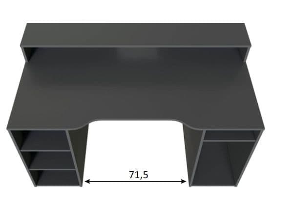 Ulon Grey Gaming Desk - With Hutch