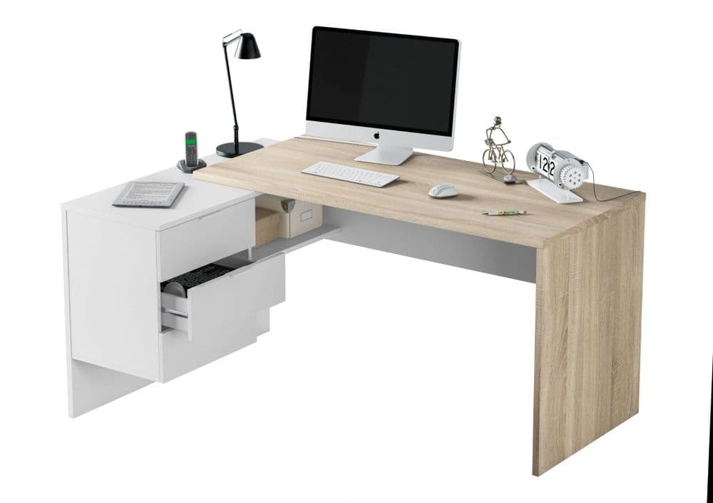 Elis Oak & White Reversible Desk - Home Office