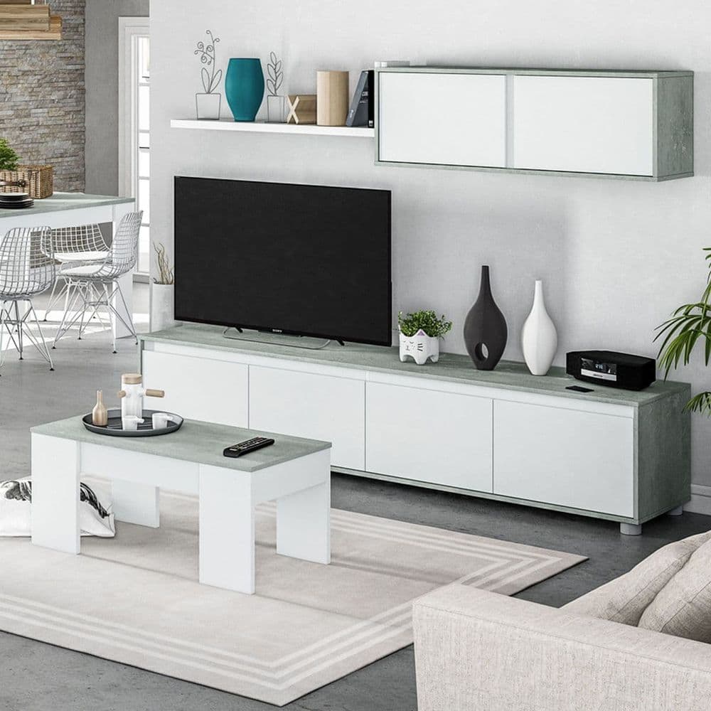 Perel Grey & White TV Cabinet - Entertainment