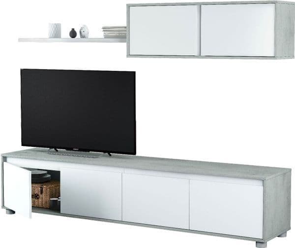 Perel Grey & White TV Cabinet - Entertainment