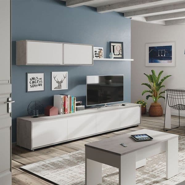 Perel Grey & White TV Cabinet - Entertainment