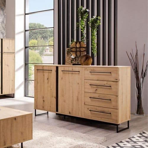 Heleo Oak Sideboard - 2 Door, 4 Drawer