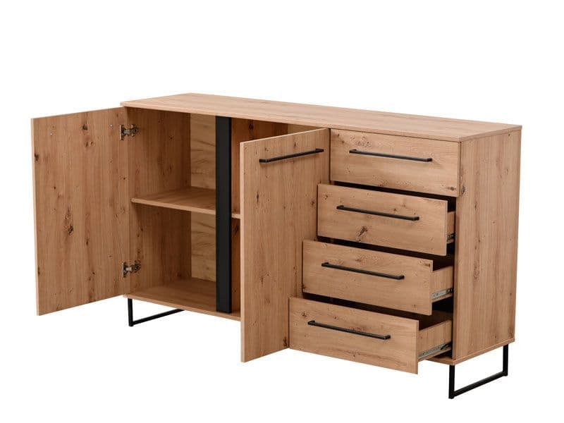 Heleo Oak Sideboard - 2 Door, 4 Drawer