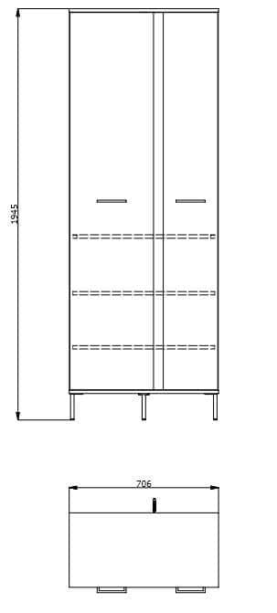 Kelis Oak Slim Wardrobe - 2 Door, Tall