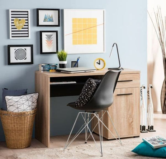 Selen Oak & Black Desk - Modern Office