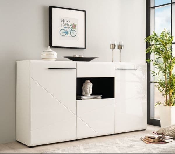 Selon White Tall Sideboard - Modern Storage