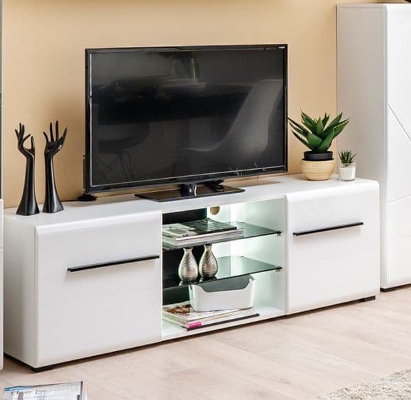 Voral White Large TV Cabinet - Entertainment