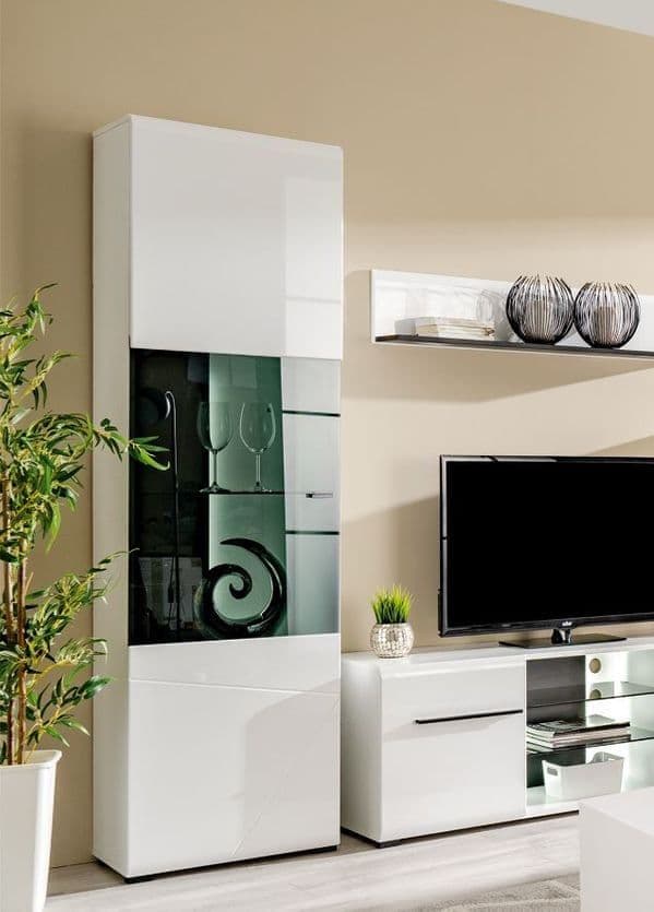 Aleo White Tall Display Cabinet