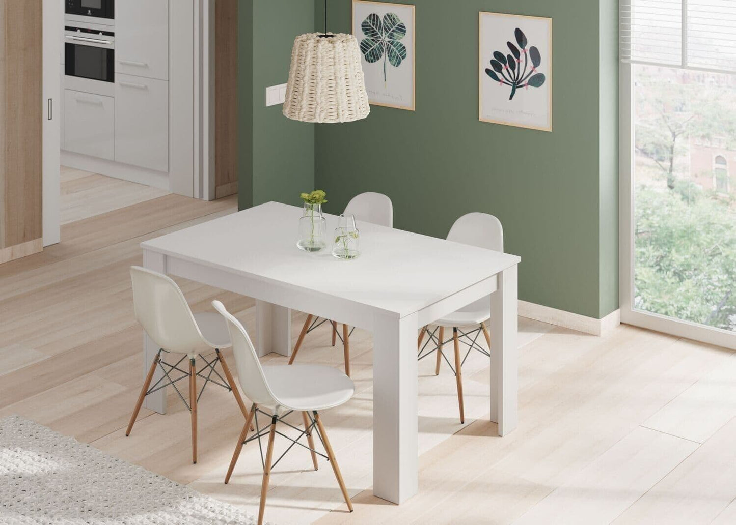 Kelix White Extending Dining Table - Expandable
