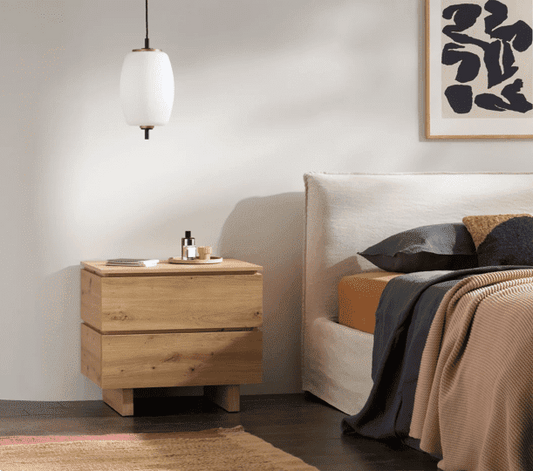Ilin Oak Bedside Table - 2 Drawer
